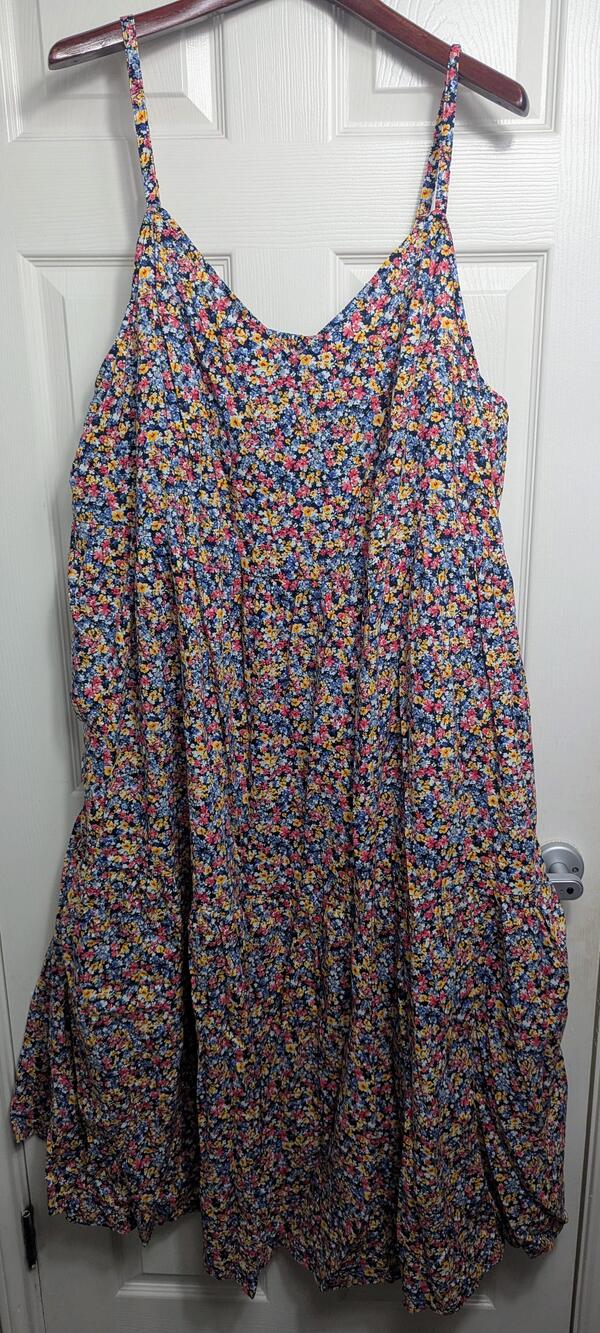 Old Navy Dress Womens 4X Blue Floral Midi Cami Sundress Swing Plus Summer
